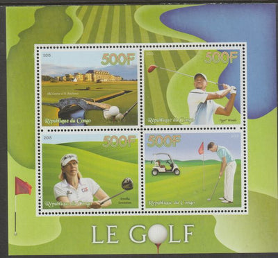 Congo 2015 Golf perf sheet containing four values unmounted mint