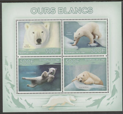 Congo 2015 Polar Bears perf sheet containing four values unmounted mint