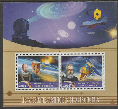 Congo 2016 Space Astronomers #1 perf sheet containing two values unmounted mint