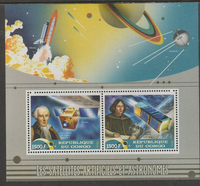 Congo 2016 Space Astronomers #2 perf sheet containing two values unmounted mint