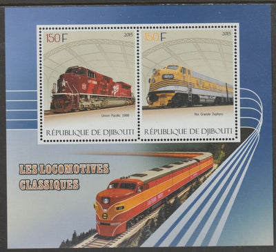 Djibouti 2015 Classic Locomotives perf sheet containing two values unmounted mint