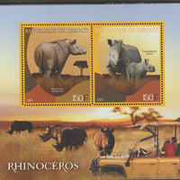 Djibouti 2015 Rhinos perf sheet containing two values unmounted mint