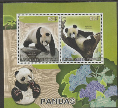 Djibouti 2015 Pandas perf sheet containing two values unmounted mint