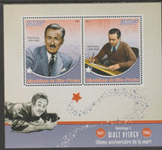 Ivory Coast 2016 Walt Disney - 50th Death Anniversary perf sheet containing two values unmounted mint