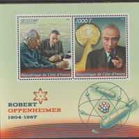 Ivory Coast 2016 Robert Oppenheimer perf sheet containing two values unmounted mint