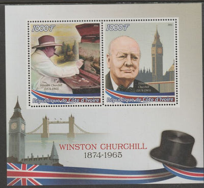 Ivory Coast 2016 Winston Churchill perf sheet containing two values unmounted mint