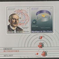 Ivory Coast 2016 Ernest Rutherford perf sheet containing two values unmounted mint