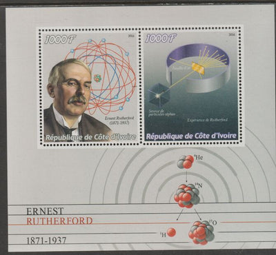 Ivory Coast 2016 Ernest Rutherford perf sheet containing two values unmounted mint
