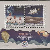 Ivory Coast 2016 Apollo 15 perf sheet containing two values unmounted mint