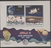 Ivory Coast 2016 Apollo 15 perf sheet containing two values unmounted mint