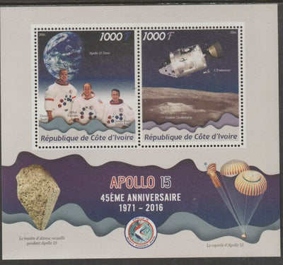 Ivory Coast 2016 Apollo 15 perf sheet containing two values unmounted mint