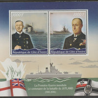 Ivory Coast 2016 Battle of Jutland perf sheet containing two values unmounted mint