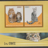 Ivory Coast 2016 Domestic Cats perf sheet containing two values unmounted mint