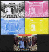 Mali 2010 Football World Cup #4 individual deluxe sheetlet (Stamp shows Diana with Nelson Mandela) - the set of 5 imperf progressive proofs comprising the 4 individual colours plus all 4-colour composite, unmounted mint