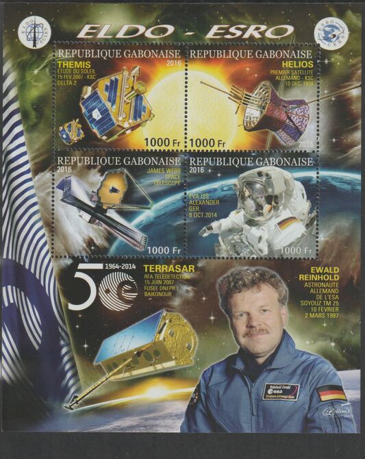 Gabon 2016 Space Exploration - 50 Years #2 perf sheet containing four values unmounted mint