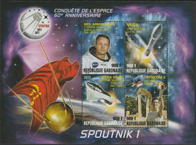 Gabon 2018 Space - Sputnik 60th Anniversary #2 perf sheet containing four values unmounted mint