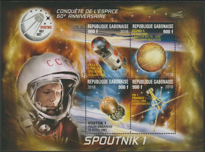 Gabon 2018 Space - Sputnik 60th Anniversary #3 perf sheet containing four values unmounted mint
