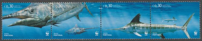 Portugal - Azores 2004 WWF Endangered Species - Marlin perf strip of four values unmounted mint, SG 599-602