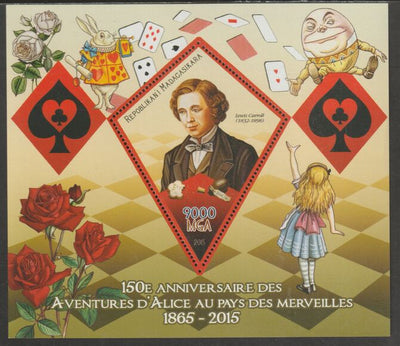 Madagascar 2015 Lewis Carroll 150th Anniversary perf deluxe sheet containing one diamond shaped value unmounted mint