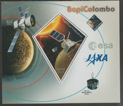Madagascar 2018 BepiColombo Space Mission perf deluxe sheet containing one diamond shaped value unmounted mint