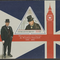 Djibouti 2015 Winston Churchill 50th Death Anniversary perf deluxe sheet containing one triangular shaped value unmounted mint