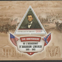 Djibouti 2015 Abraham Lincoln 150th Anniversary of Assassination perf deluxe sheet containing one triangular shaped value unmounted mint