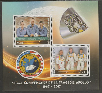 Benin 2017 Apollo 1 Disaster perf sheet containing two values unmounted mint