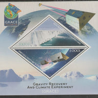 Ivory Coast 2017 Gravity Recovery & Climate Experiment (GRACE) #1 perf sheet containing two triangular values unmounted mint