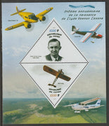 Congo 2019 Clyde Cessna 140th Birth Anniversary perf sheet containing two triangular values unmounted mint