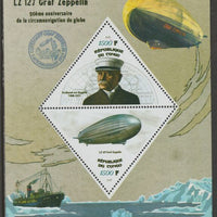 Congo 2019 Zeppelin Flight 90th Anniversary perf sheet containing two triangular values unmounted mint