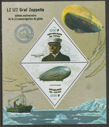 Congo 2019 Zeppelin Flight 90th Anniversary perf sheet containing two triangular values unmounted mint