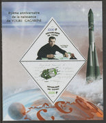 Congo 2019 Yuri Gagarin 85th Birth Anniversary perf sheet containing two triangular values unmounted mint