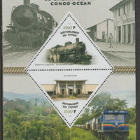 Congo 2019 Railways perf sheet containing two triangular values unmounted mint
