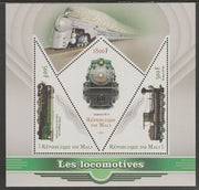 Mali 2016 Steam Locomotives #1 perf sheet containing three shaped values unmounted mint