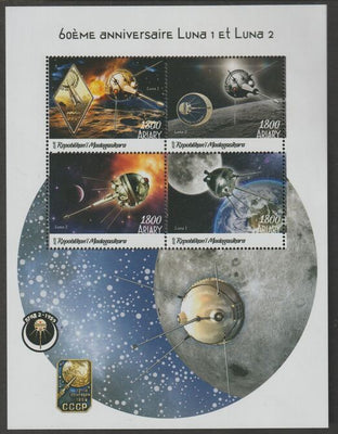 Madagascar 2019 Space - Luna Probes perf sheet containing four values unmounted mint