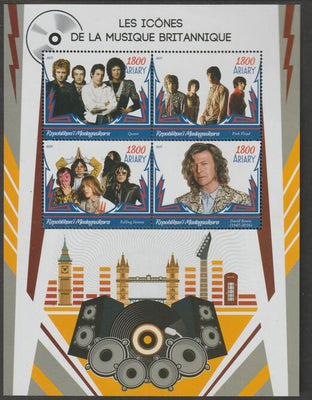 Madagascar 2019 British Music Icons,perf sheet containing four values unmounted mint