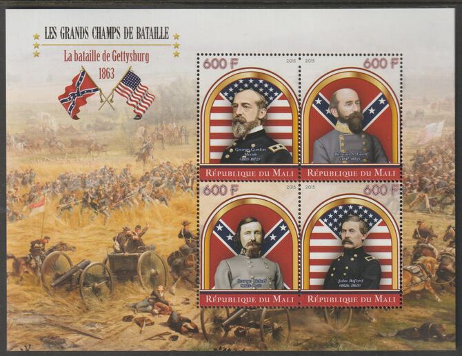 Mali 2015 Battle of Gettysburg perf sheet containing four values unmounted mint