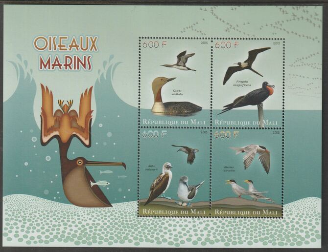 Mali 2015 Water Birds perf sheet containing four values unmounted mint