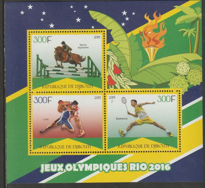 Djibouti 2015 Rio Olympics perf sheet containing three values unmounted mint