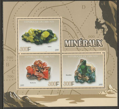 Djibouti 2015 Minerals perf sheet containing three values unmounted mint