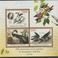 Djibouti 2015 John Audubon 230th Birth Anniversary perf sheet containing three values unmounted mint