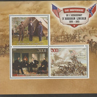 Djibouti 2015 Abraham Lincoln Assassination - 150th Anniversary perf sheet containing three values unmounted mint