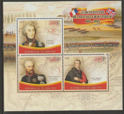 Djibouti 2015 Battle of Waterloo Bicentenary perf sheet containing three values unmounted mint