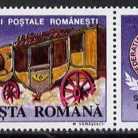 Rumania 1991 Stamp Day (Mail Coach se-tenant with label unmounted mint, Mi 5406
