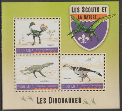 Madagascar 2016 Dinosaurs perf sheet containing three values unmounted mint