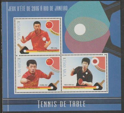 Madagascar 2016 Table Tennis perf sheet containing three values unmounted mint