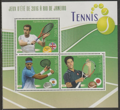 Madagascar 2016 Tennis perf sheet containing three values unmounted mint