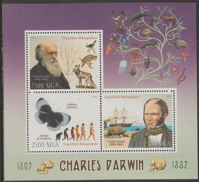 Madagascar 2016 Charles Darwin perf sheet containing three values unmounted mint