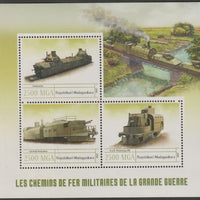 Madagascar 2016 War-time Trains perf sheet containing three values unmounted mint