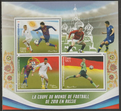 Madagascar 2017 World Cup Football perf sheet containing three values unmounted mint